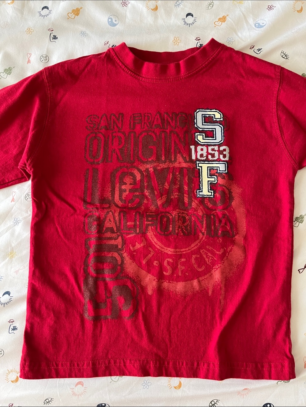 Levi's Red Graphic Short Sleeve Tee with Embroidered Patch